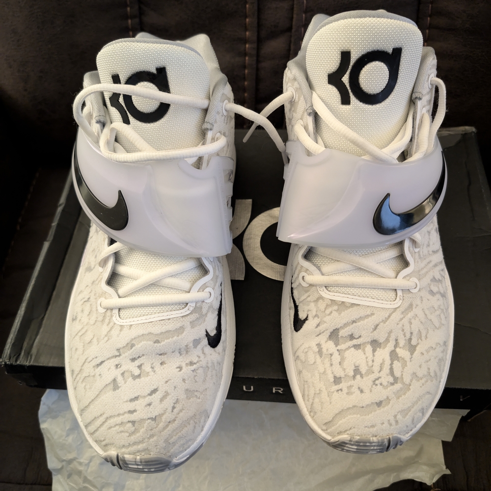 Nike White and Black High-Top Sneakers with Swoosh
